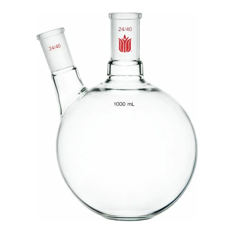 Merck Synthware two neck round bottom flask with angled side neck