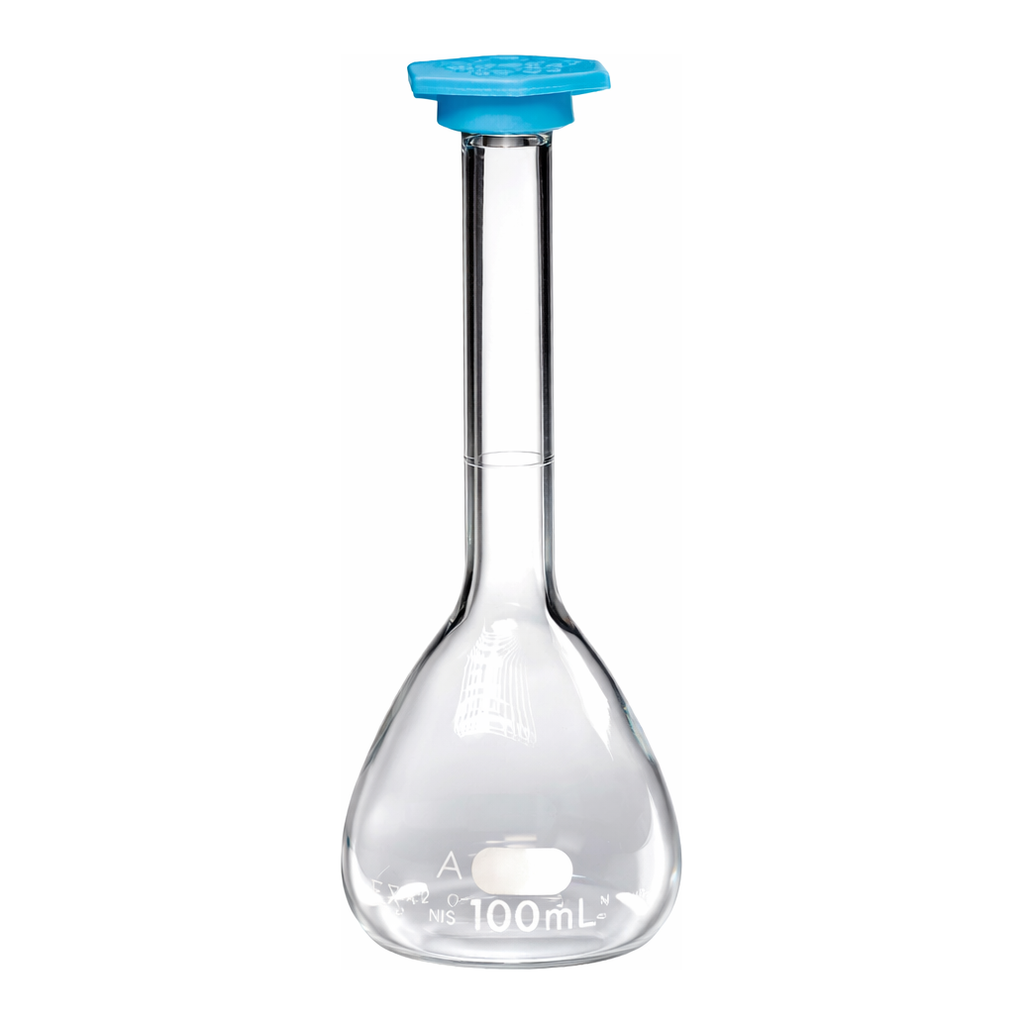 Merck Pyrex class A volumetric flask with snap cap