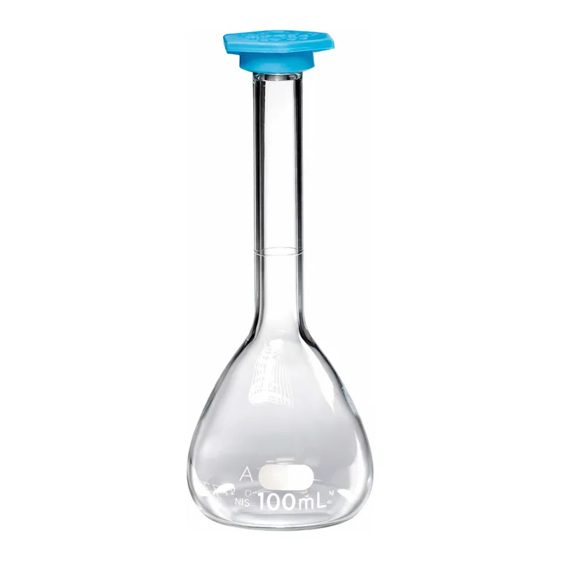 Merck Pyrex class A volumetric flask with snap cap