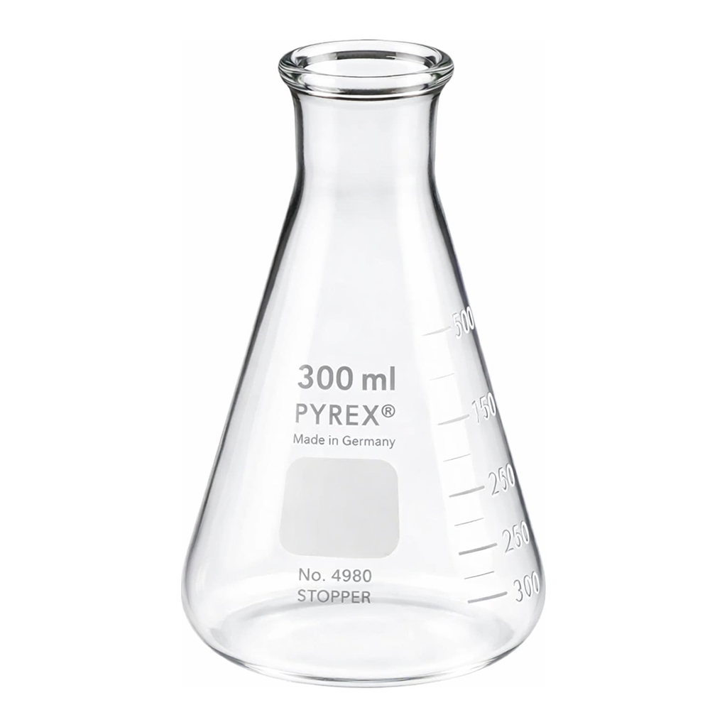 Merck Pyrex narrow-mouth graduated Erlenmeyer flask