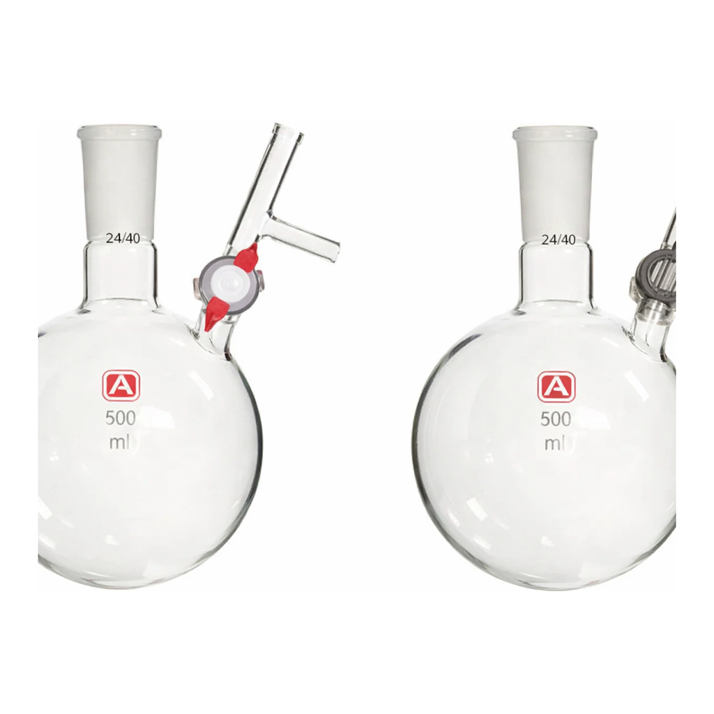 Merck Aldrich round-bottom storage flask with stopcock-equipped septum-inlet