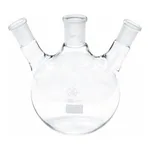 Merck Quickfit three-neck round-bottom flasks with angled necks