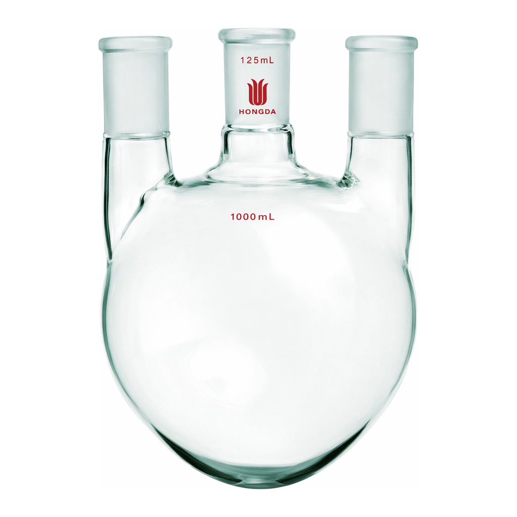 Merck Synthware three neck round bottom flask with vertical side necks