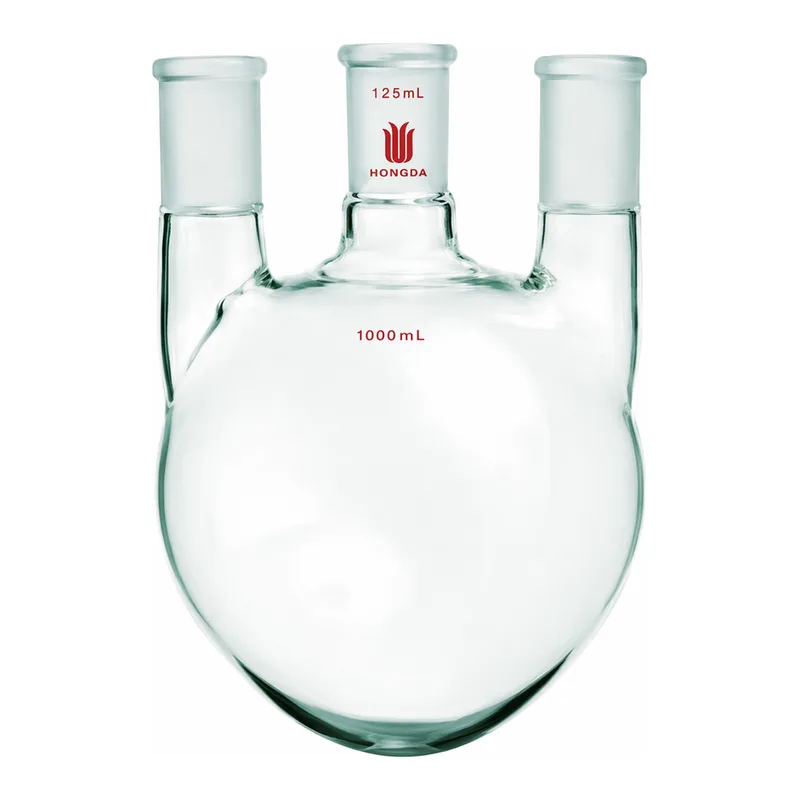 Merck Synthware three neck round bottom flask with vertical side necks