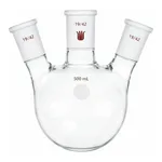 Merck Synthware three neck round bottom flask with angled side necks
