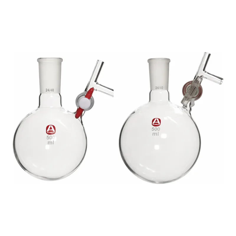 Merck Aldrich round-bottom storage flask with stopcock-equipped septum-inlet