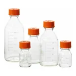 Merck Pyrex round media storage bottles and reusable screw caps