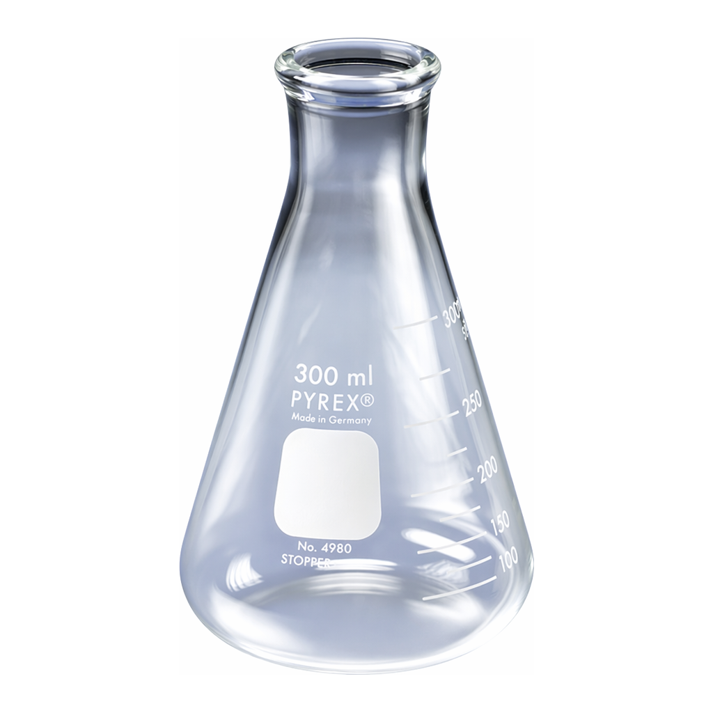 Merck Pyrex narrow-mouth graduated Erlenmeyer flask