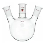 Merck Synthware three neck round bottom flask with angled side necks