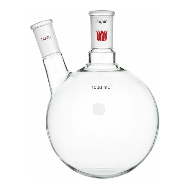 Merck Synthware two neck round bottom flask with angled side neck