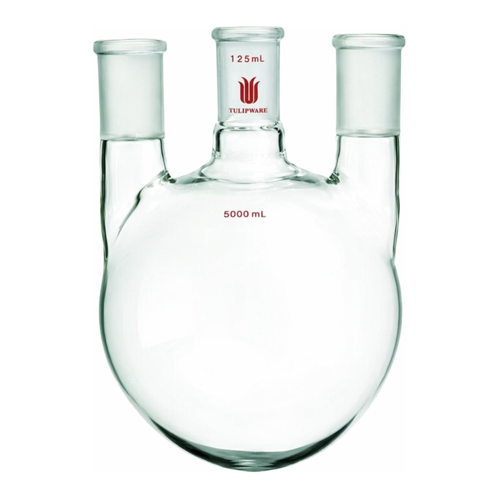 Merck Synthware three neck round bottom flask with vertical side necks