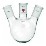 Merck Synthware three neck round bottom flask with angled side necks