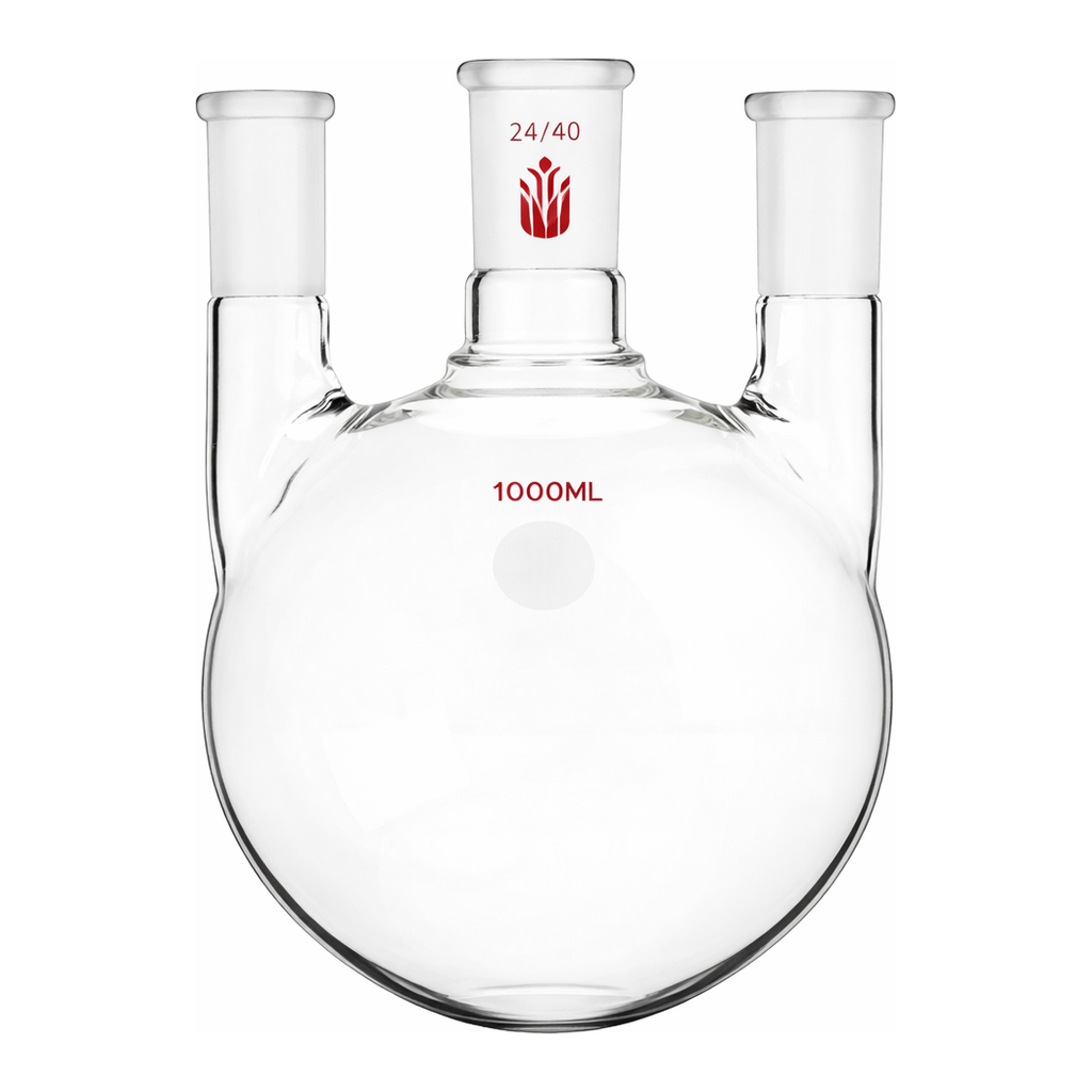 Merck Synthware three neck round bottom flask with vertical side necks