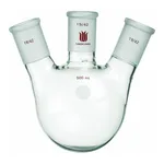 Merck Synthware three neck round bottom flask with angled side necks