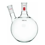 Merck Synthware two neck round bottom flask with angled side neck