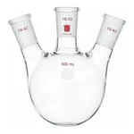 Merck Synthware three neck round bottom flask with angled side necks