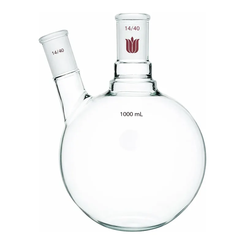 Merck Synthware two neck round bottom flask with angled side neck