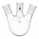 Merck Synthware three neck round bottom flask with angled side necks