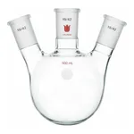 Merck Synthware three neck round bottom flask with angled side necks