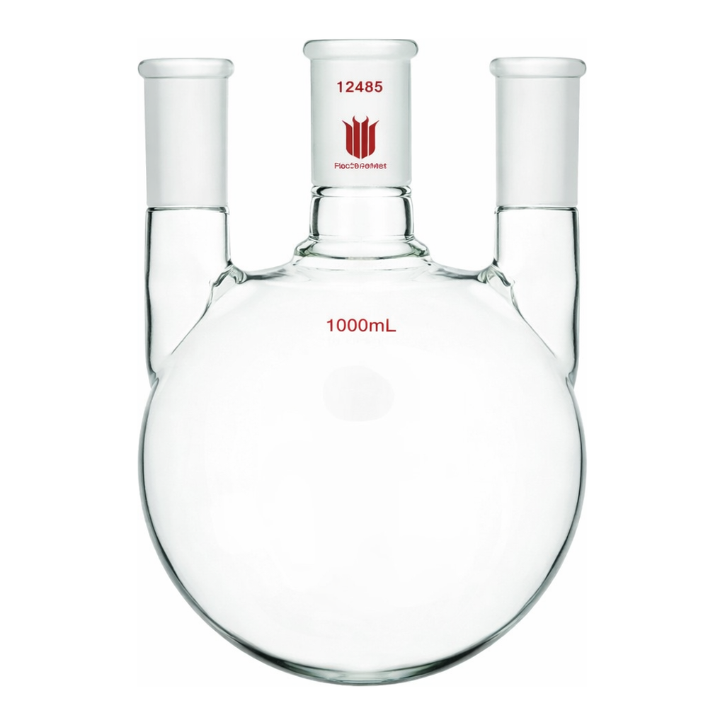Merck Synthware three neck round bottom flask with vertical side necks