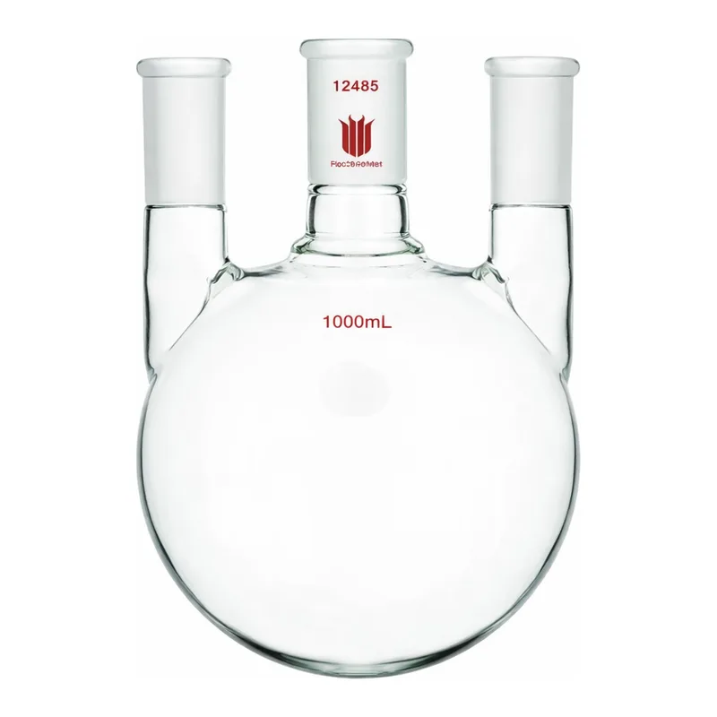 Merck Synthware three neck round bottom flask with vertical side necks