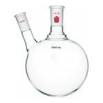 Merck Synthware two neck round bottom flask with angled side neck