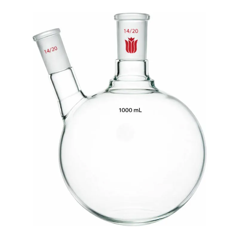 Merck Synthware two neck round bottom flask with angled side neck