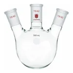 Merck Synthware three neck round bottom flask with angled side necks