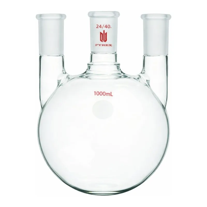 Merck Synthware three neck round bottom flask with vertical side necks