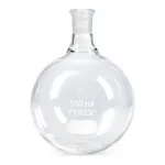 Merck Pyrex round-bottom boiling flask, short neck
