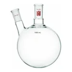 Merck Synthware two neck round bottom flask with angled side neck