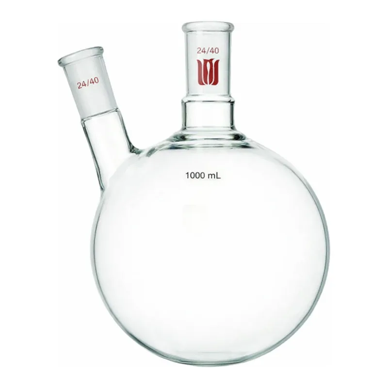 Merck Synthware two neck round bottom flask with angled side neck