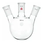 Merck Synthware three neck round bottom flask with angled side necks