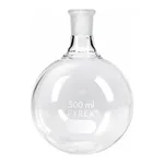 Merck Pyrex round-bottom boiling flask, short neck