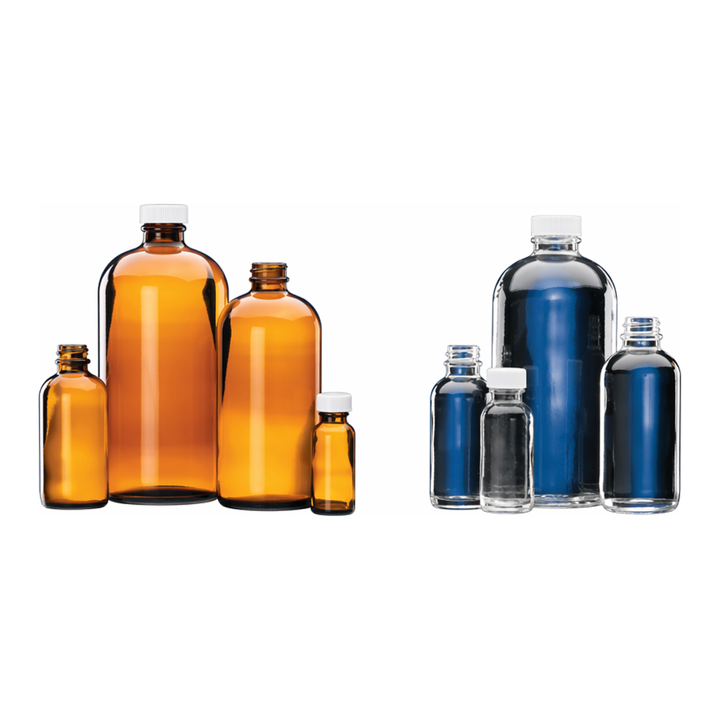 Merck Wheaton narrow mouth bottles with caps