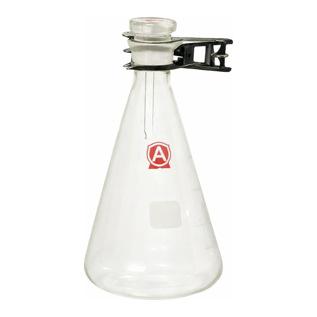 Merck Aldrich combustion apparatus flask, with stopper and pinch clamp