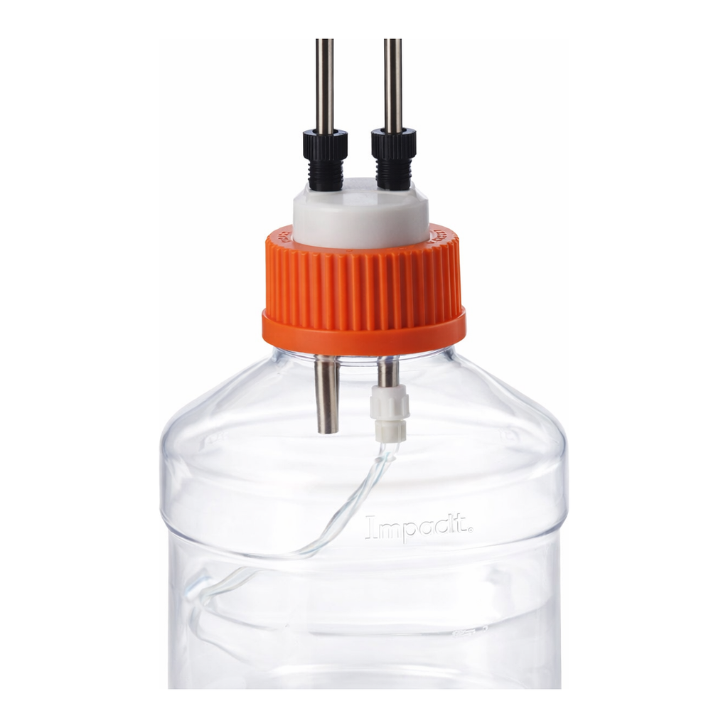 Merck Corning Cap Fitting with 2 Stainless Steel Tubing Ports