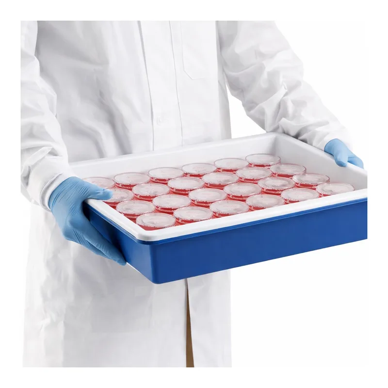 Merck Droplet stackable sample storage tray, polystyrene, blue with white insert