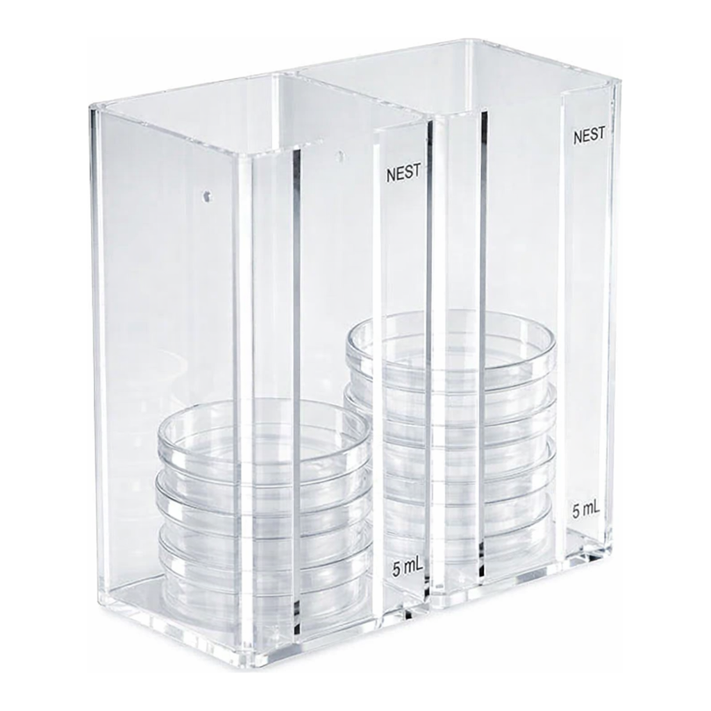 Merck Petri dish dispenser, holds 30 x 100 mm dishes in 2 compartments