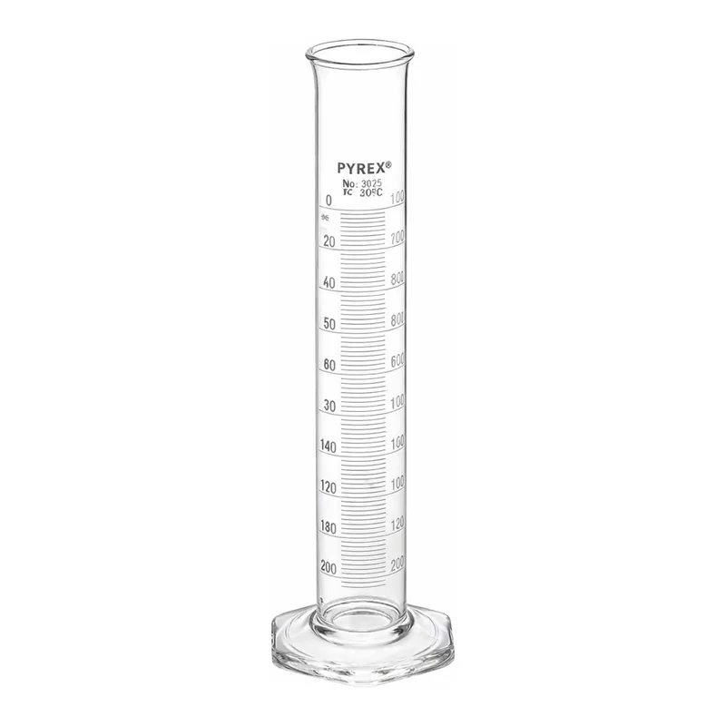 Merck PYREX class A double metric scale graduated cylinder, with white enamel