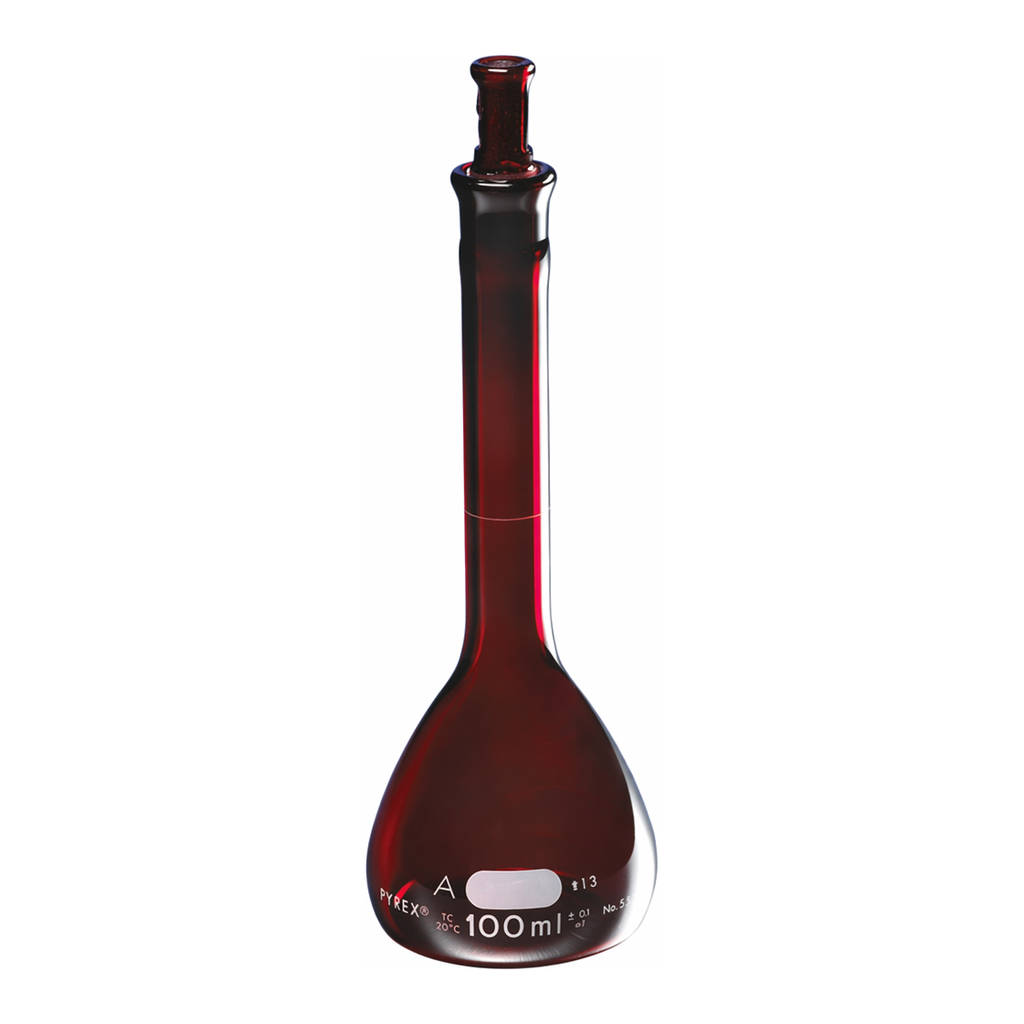 Merck Pyrex class A low-actinic volumetric flask, flask only