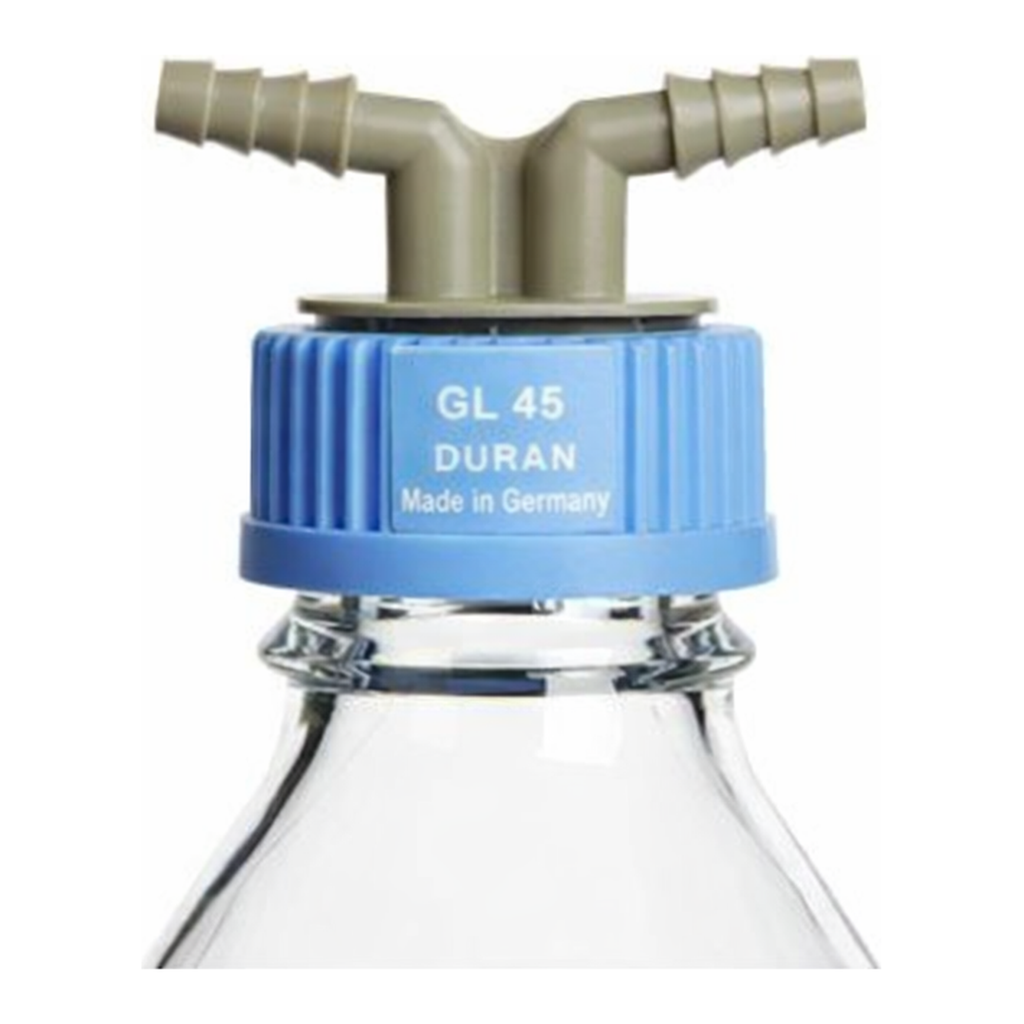 Merck Pyrex Screwcap, twin hose connector, 0.2 um filter with hose connector adapter
