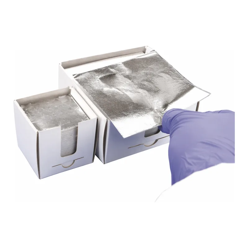 Merck Speedy-Foil aluminium squares interleaved with paper
