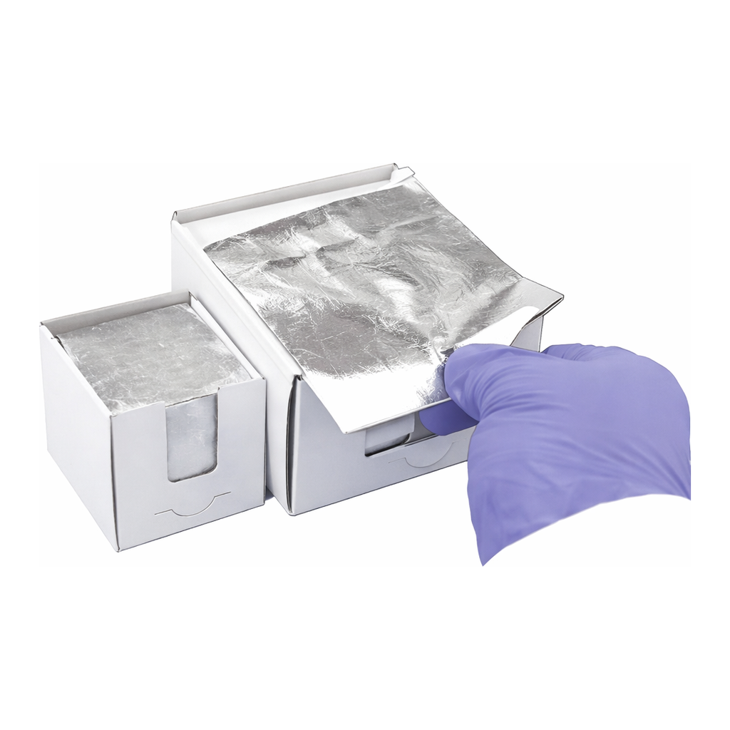 Merck Speedy-Foil aluminium squares interleaved with paper