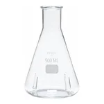 Merck Pyrex Erlenmeyer flask, narrow neck baffled