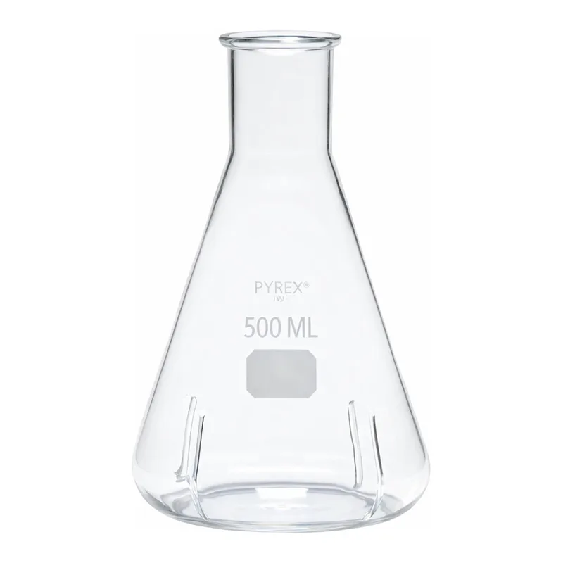 Merck Pyrex Erlenmeyer flask, narrow neck baffled