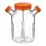 Merck Corning ProCulture glass spinner flask complete, baffled, wide mouth, angled sidearms