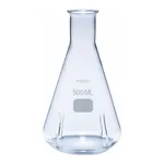 Merck Pyrex Erlenmeyer flask, narrow neck baffled