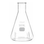 Merck Pyrex Erlenmeyer flask, narrow neck baffled