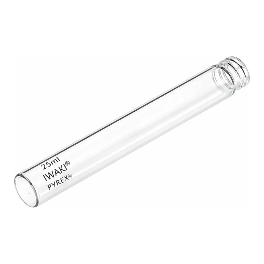 Merck Pyrex disposable culture tubes, screw-cap style, flat bottom